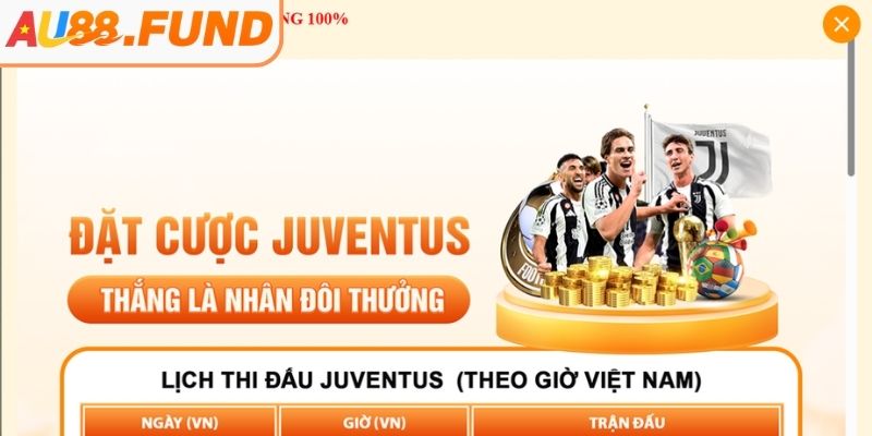 Juventus thắng tặng ngay +100% vé cược