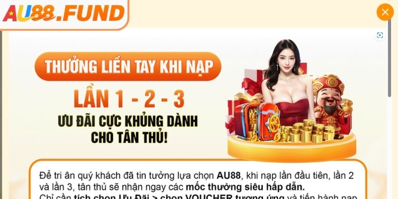 Khuyến mãi dành cho tân thủ thưởng 3 lần nạp đầu